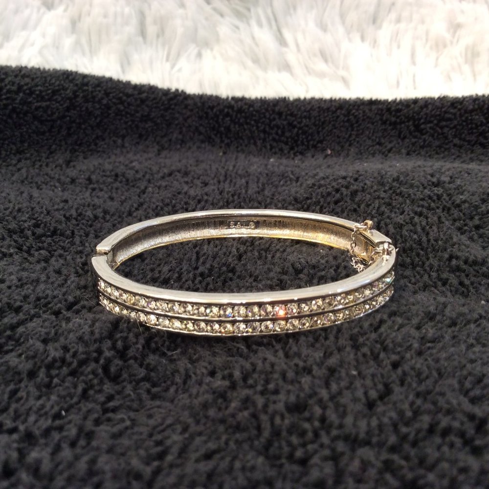 Vintage Swarovski Silver Crystal Bangle Bracelet